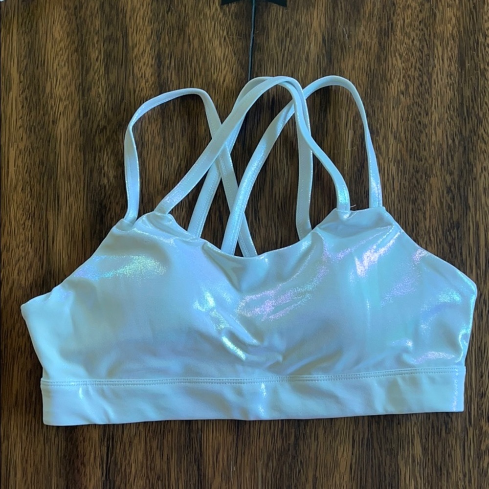 CNC Apparel White Shimmer Sports Bra